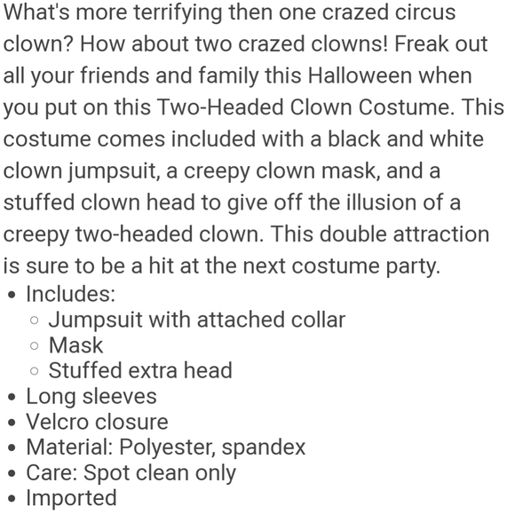 2 Headed Clown Costume - Picture 5 of 9